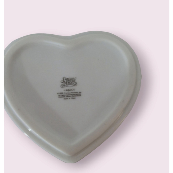 Vintage 1995 Precious Moments Jewelry Box Heart Shaped White Pink (NEW) - Picture 6 of 12